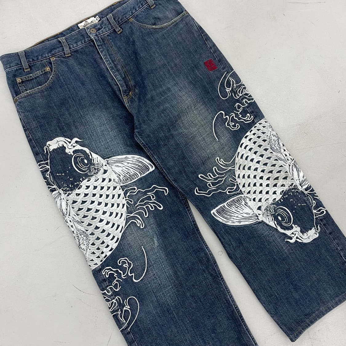 카라쿠리 타마시 제팬 잉어자수 오리엔탈 와이드 데님팬츠  상품이미지2