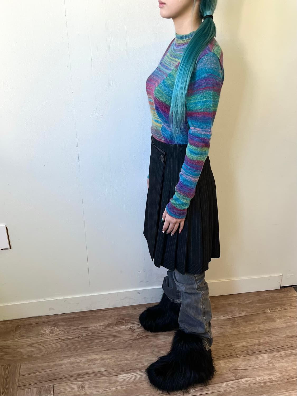 TOMORROWLAND 울 캐시미어 스트라이프 랩 스커트 상품이미지8