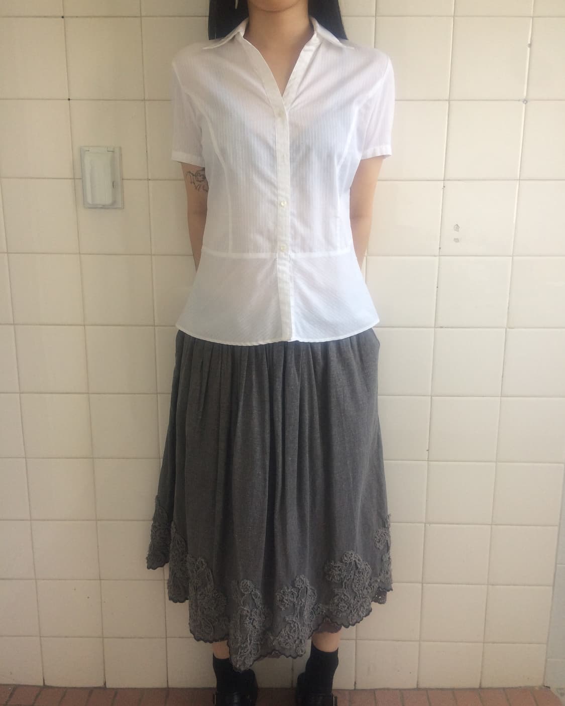 Pattern embroidery point skirt 상품이미지8
