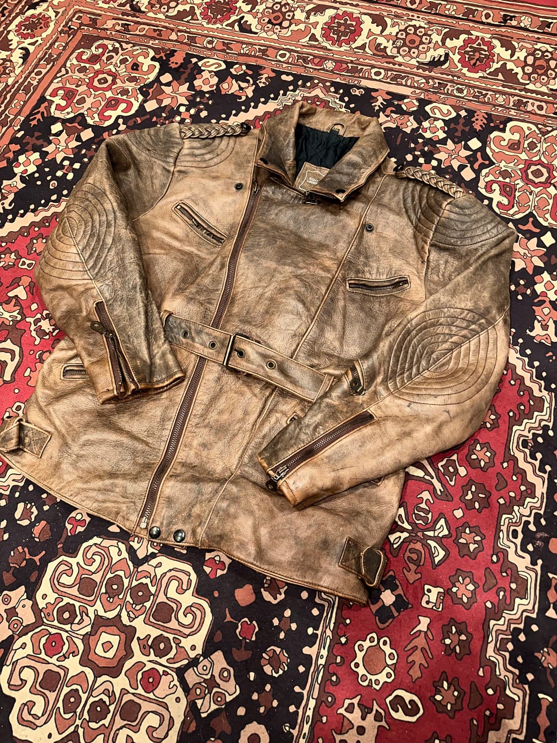 ( XL ) 라이더자켓 바이커자켓 가죽자켓 빈티지가죽 봄버자켓 상품이미지6