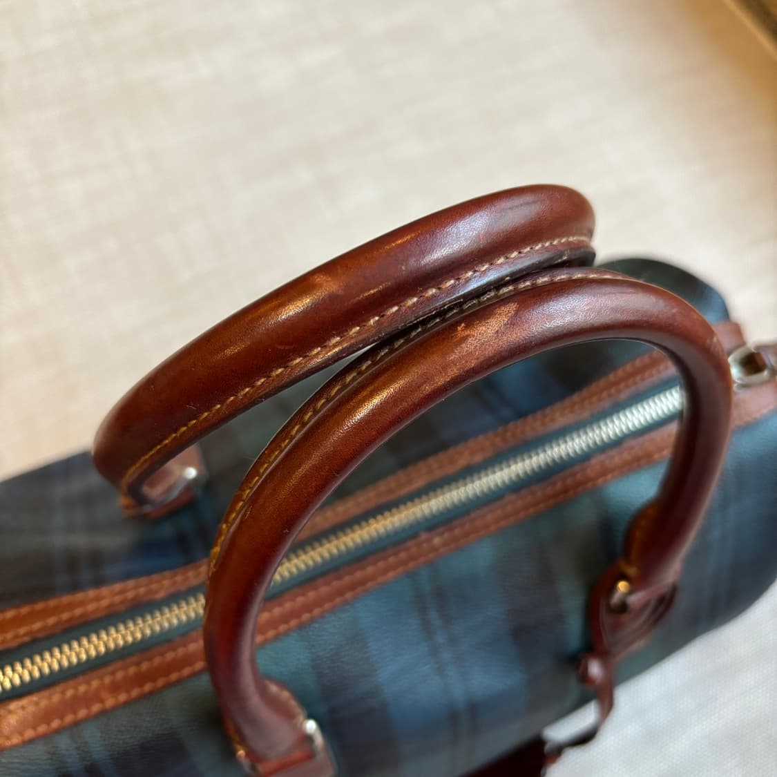 랄프로렌 블랙워치 체크 가죽 트리밍 보스턴백 토트백 상품이미지6