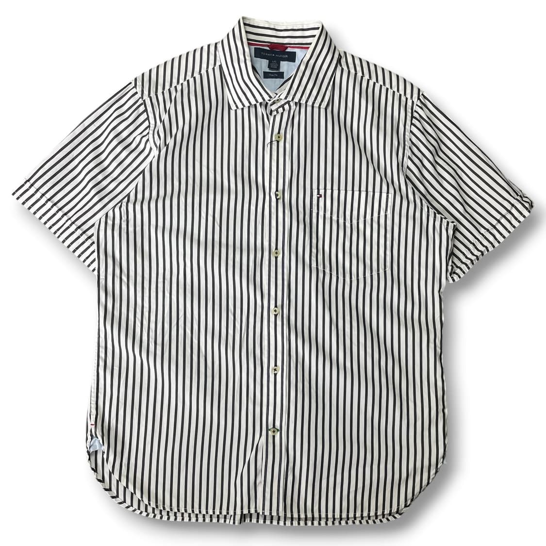타미힐피거 스트라이프 트림핏 반팔 셔츠 L 상품이미지1