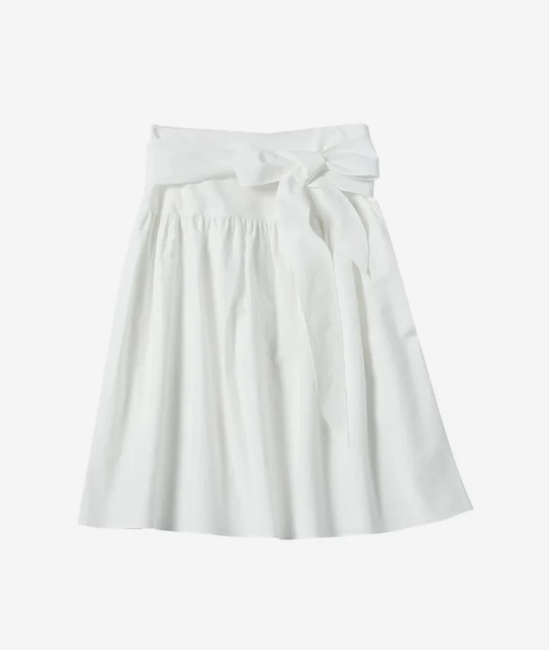 꼬모니노즈 뒷밴딩 리본 스트랩 미디 스커트 아이보리 free 상품이미지1
