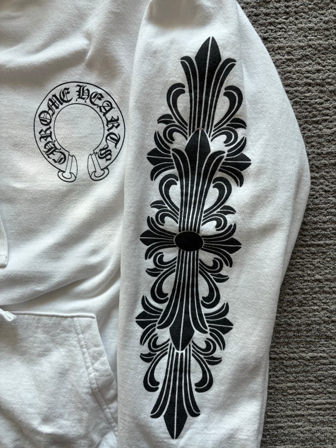 크롬하츠 홀스슈 플로랄 후드 화이트 XL 상품이미지5