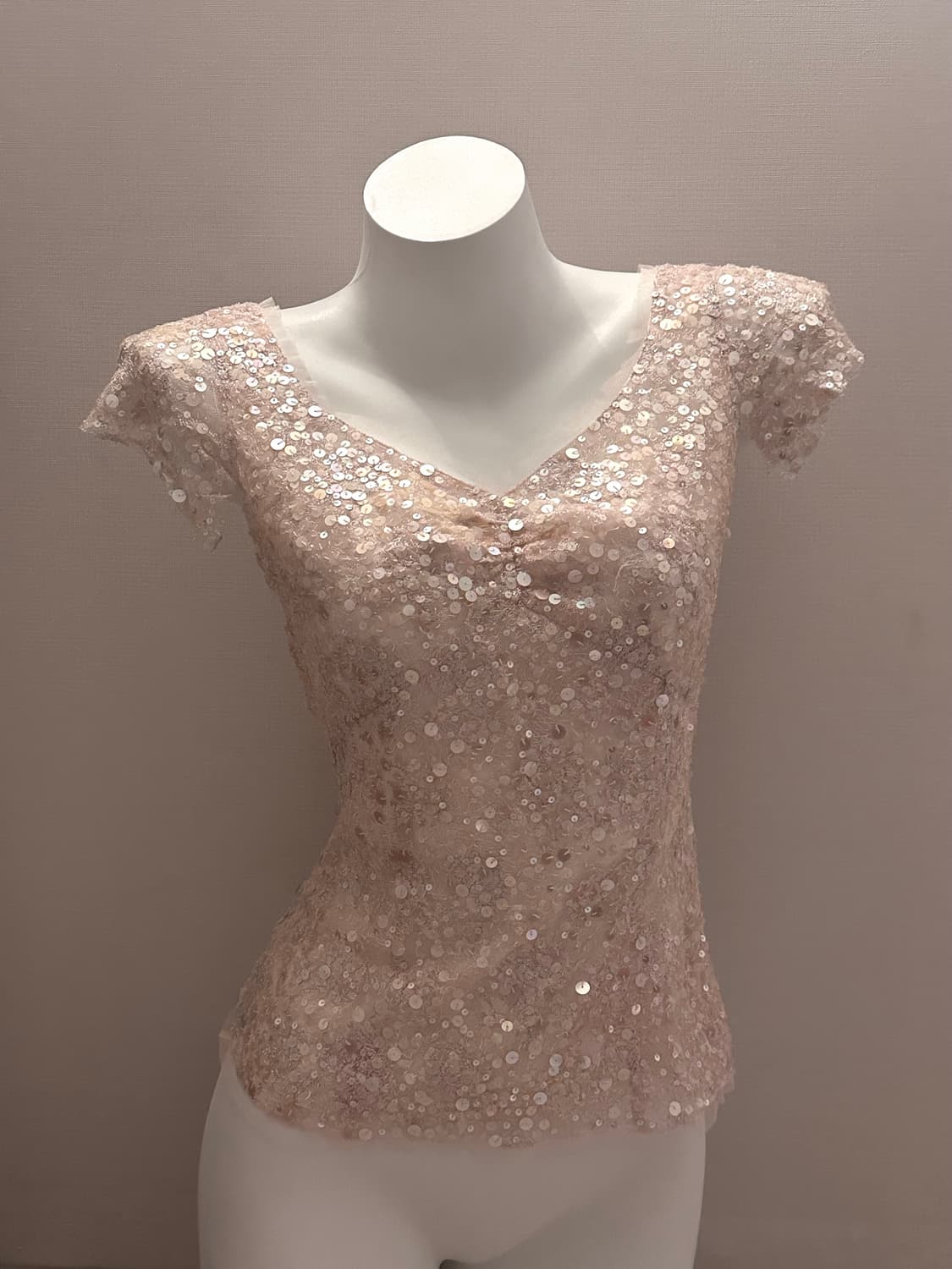 빈티지 페어리코어 스팽글 반팔 블라우스 상품이미지1