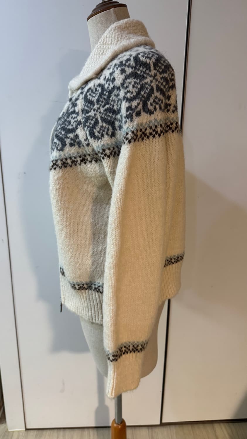 노르딕 패턴 울 니트 가디건 화이트  상품이미지9