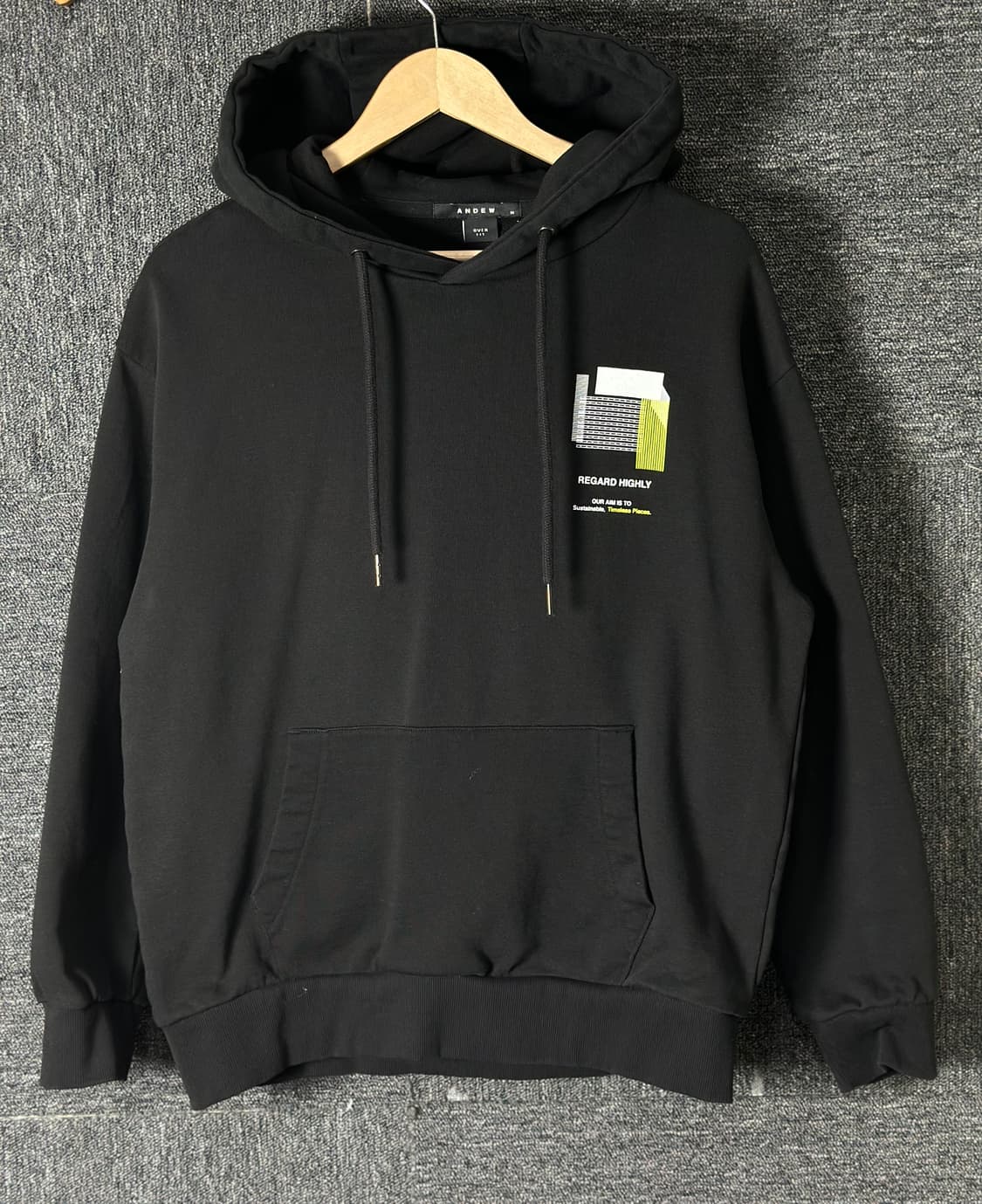 앤듀 오버핏 블랙 후드티 상품이미지1