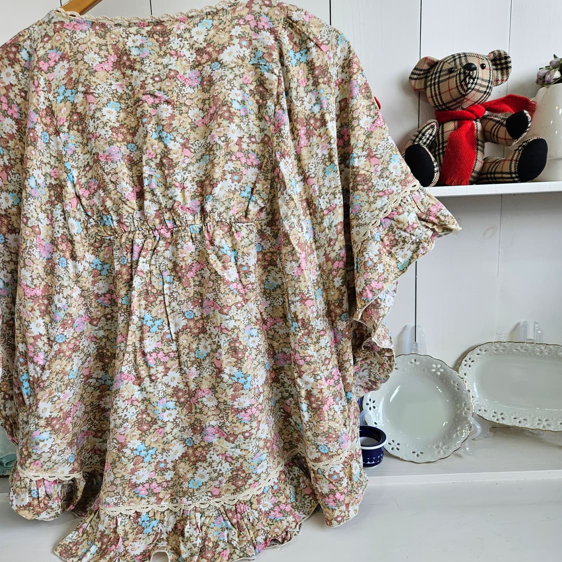 0327 플라워 코르셋 레이스 케이프블라우스 상품이미지6