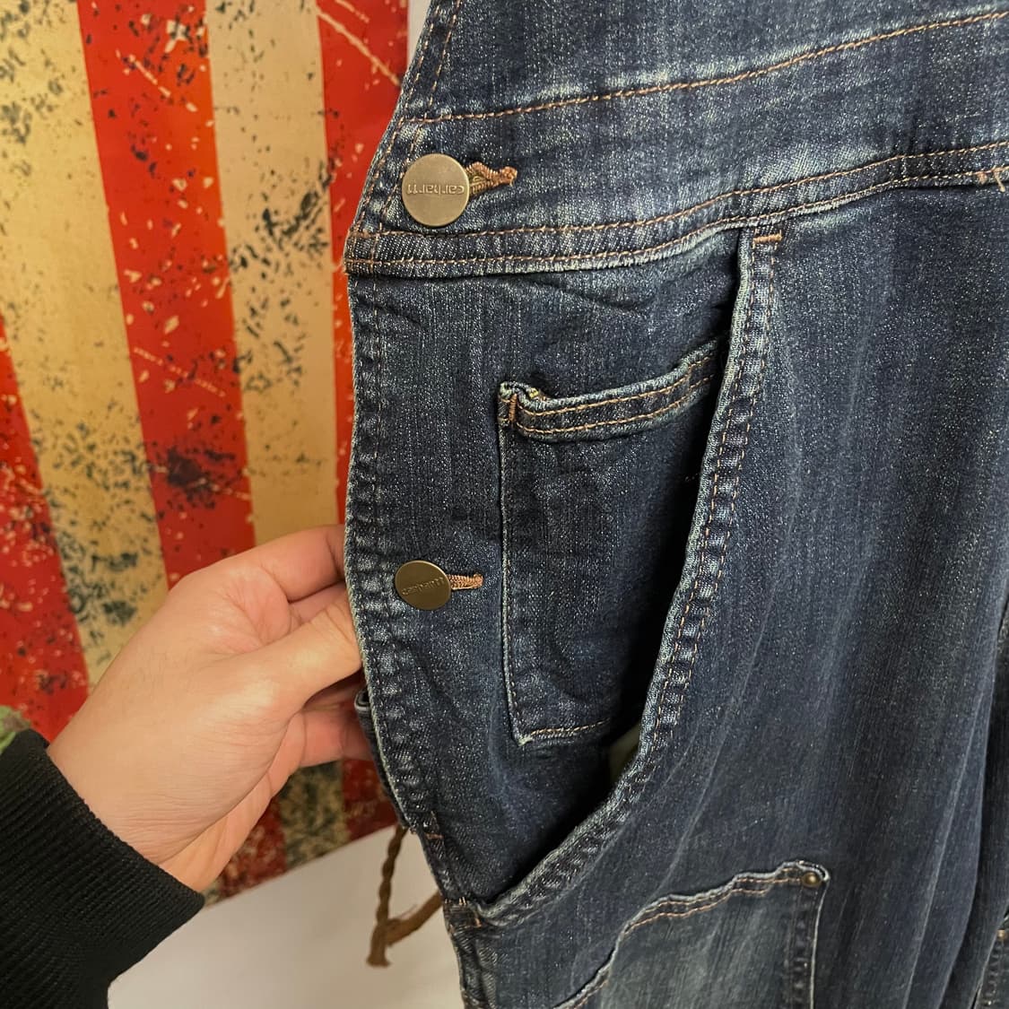 10s 칼하트 오리지널 워크 웨어 더블니 오버롤 데님 멜빵 상품이미지5