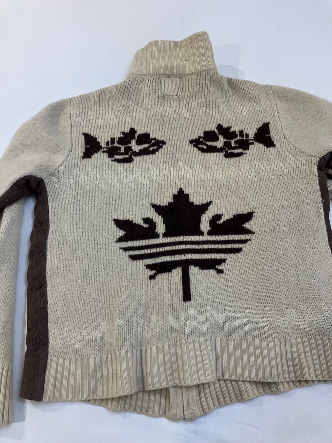 00s 아디다스 캐나다 코위찬 니트집업 아이보리 상품이미지3