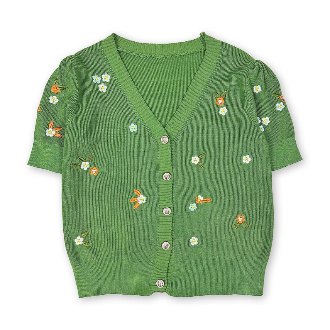 플로럴 반팔 니트 가디건 상품이미지1