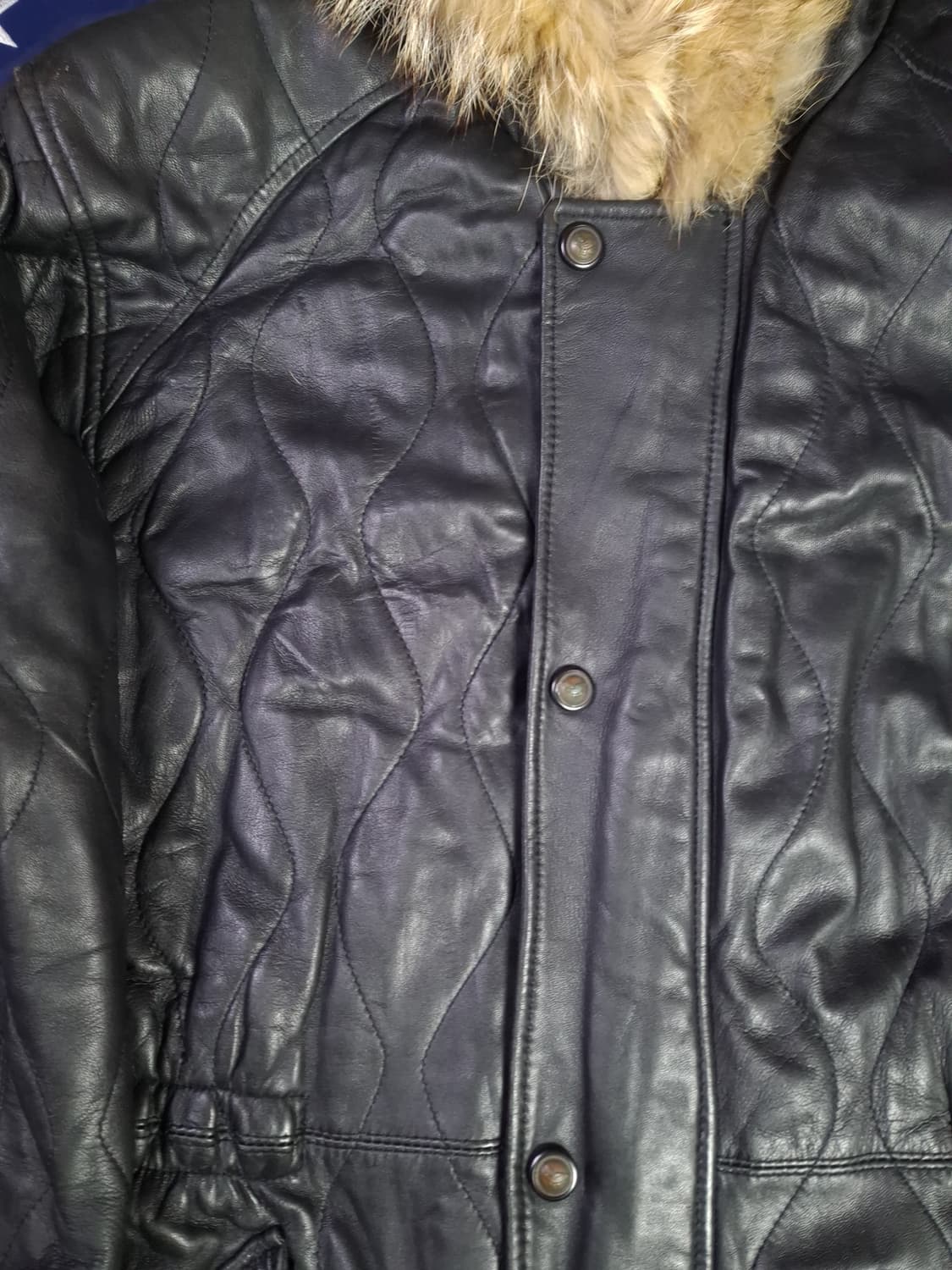90's 일본판 빈티지 리얼레더 후드퍼 파카 상품이미지7