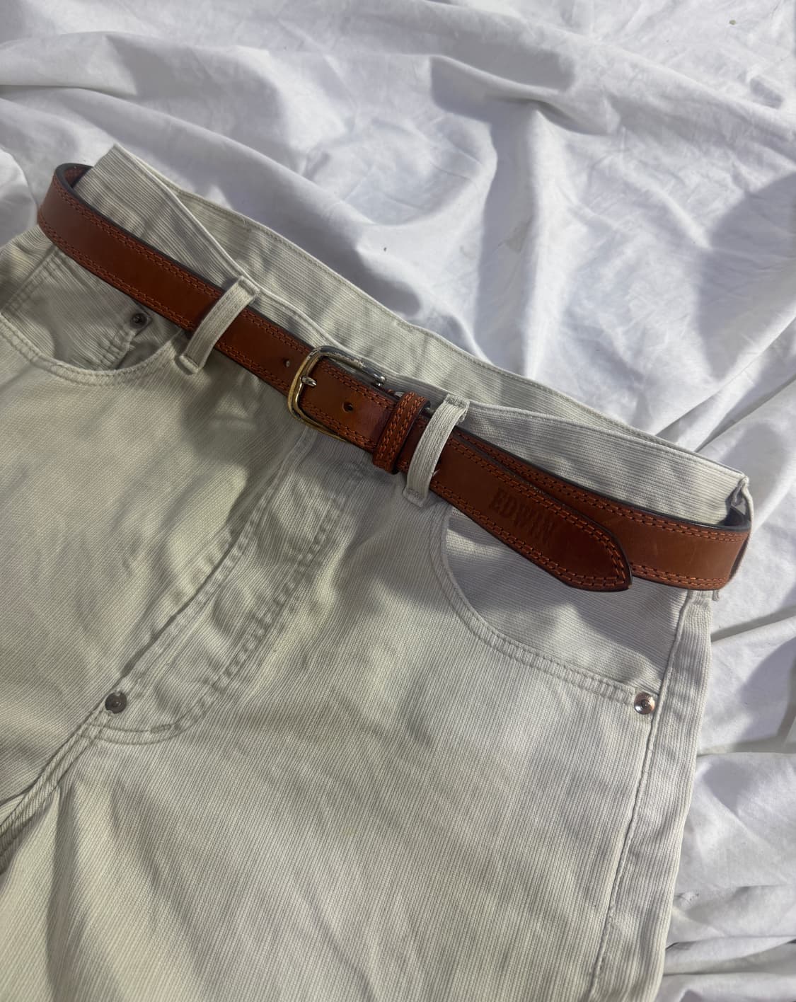 에드윈 스티치 레더 벨트 italy 상품이미지1