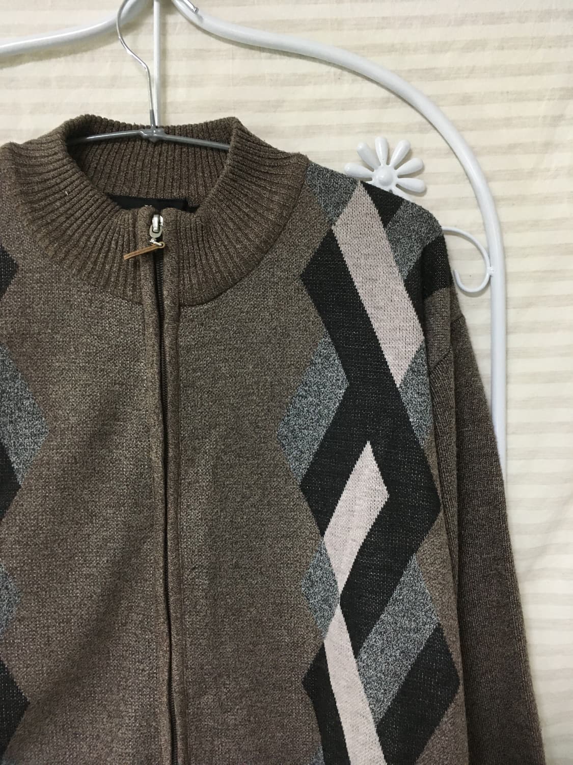 빈티지 브라운 아가일 니트 집업 y2k 스트릿 갸루 펑키 일본빈티지640 상품이미지4