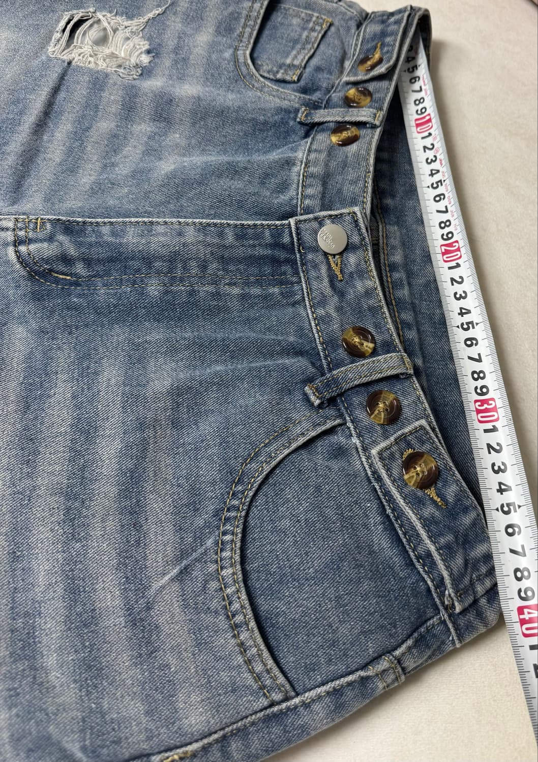 블랙 찢청 와이드  팬츠 XXL-M 까지 조절 가능.. 상품이미지5