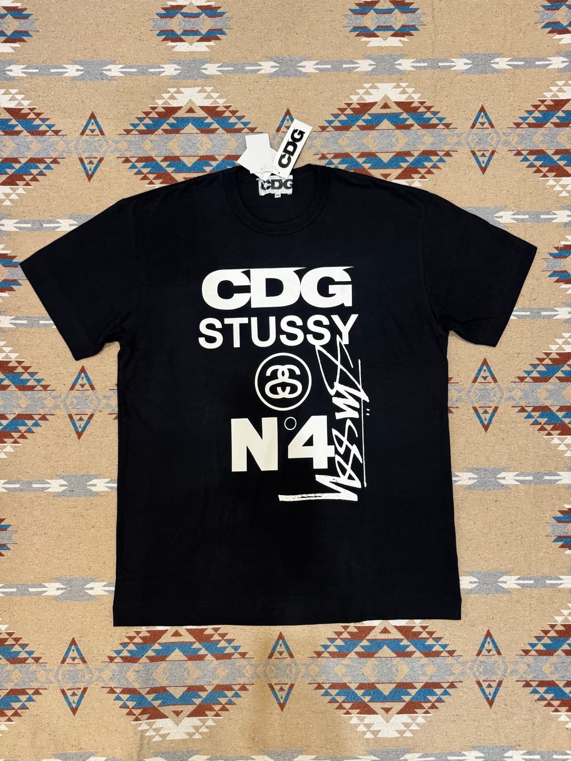 [XXL] CDG x 스투시 티셔츠 블랙 상품이미지1