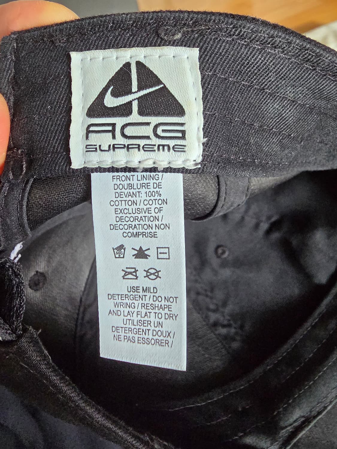 슈프림 x 나이키 ACG 데님 6-패널 캡 블랙 - 22FW 상품이미지5