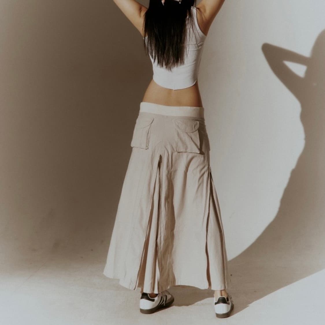 deepinblue 딥인블루 지퍼 워시드 스커트 아이보리 상품이미지8