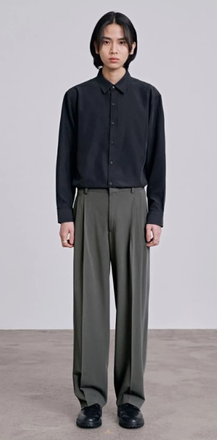 아노블리어 루즈핏 미니멀 레이온 셔츠 블랙 XL 상품이미지3