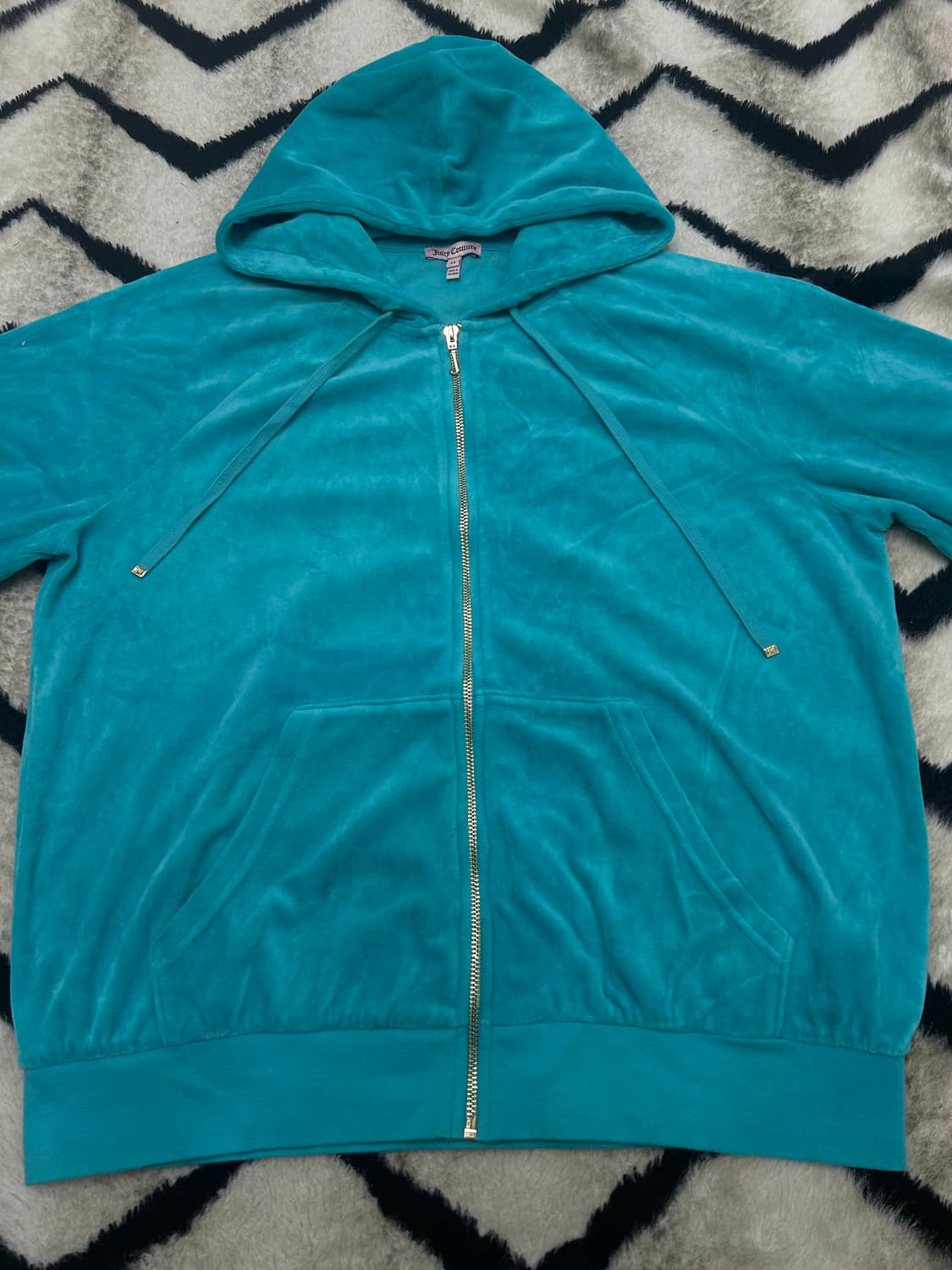 [2XL]쥬시꾸뛰르 벨루어 큐빅 후드집업/아쿠아 상품이미지4