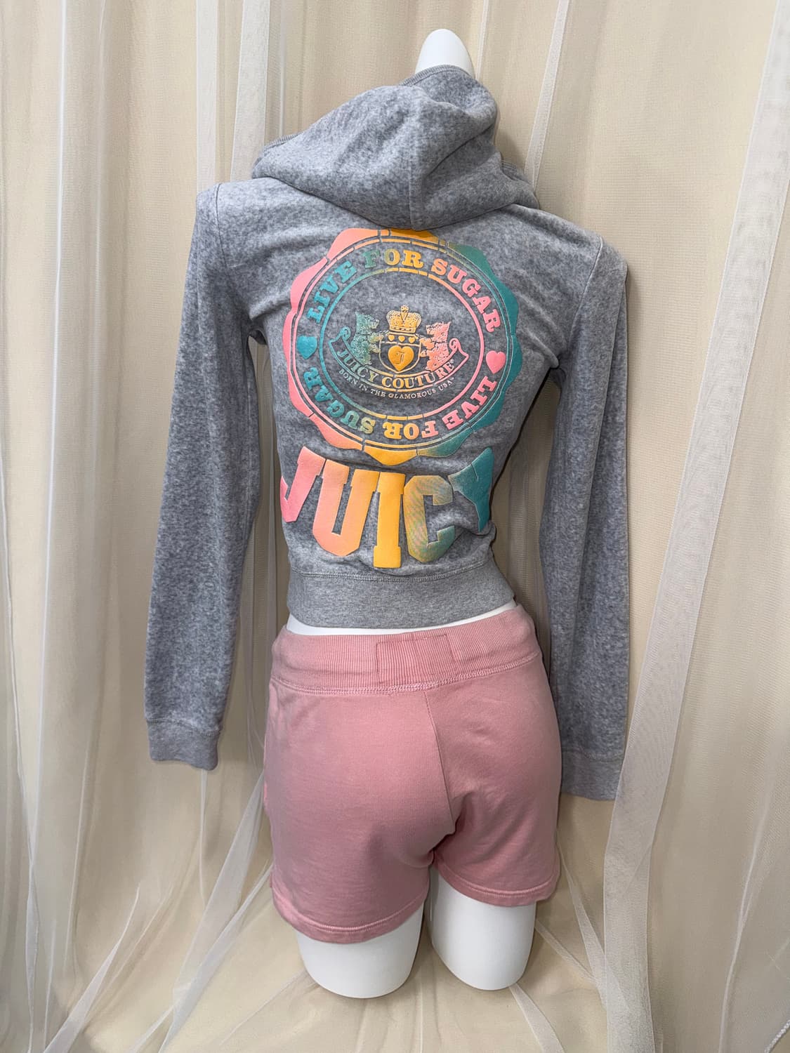 S Juicy Couture 벨벳 후드집업 라이트 그레이 상품이미지1