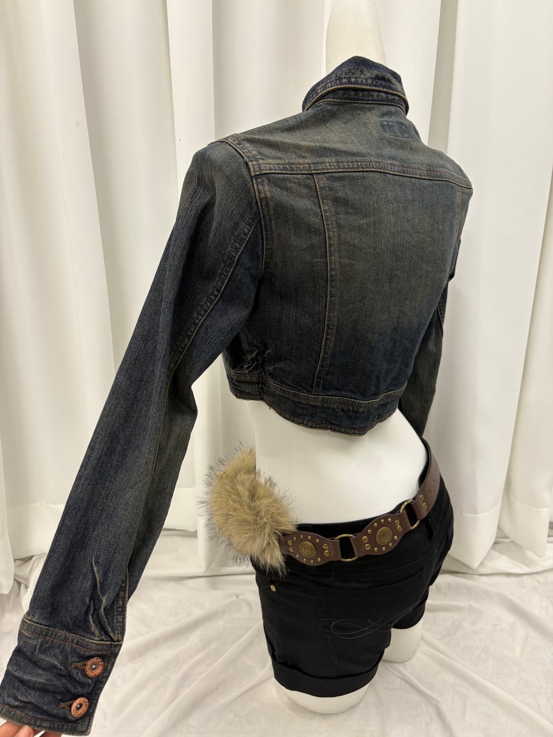 크롭 언발 청자켓 상품이미지3