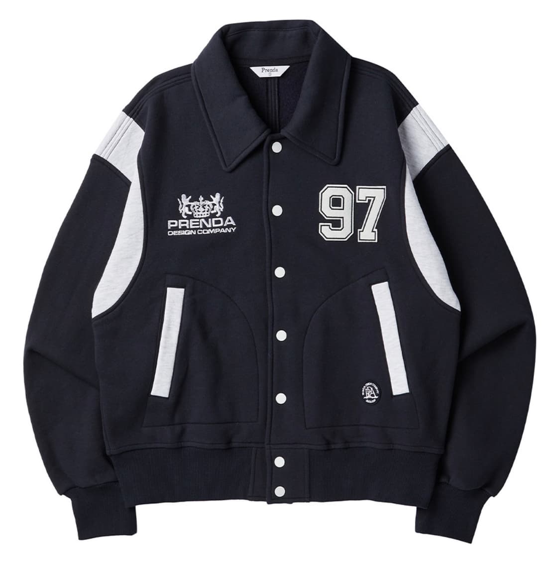 [프렌다] SWEAT VARSITY JACKET NAVY (NO 기모) 상품이미지1
