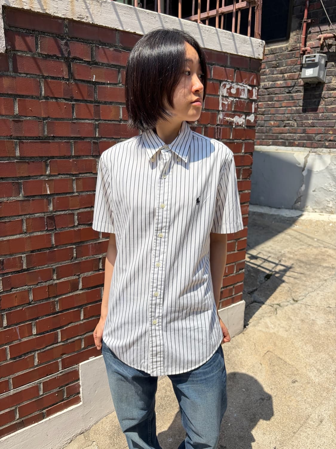Polo Ralph Lauren 핀 스트라이프 반팔 셔츠 S 상품이미지1