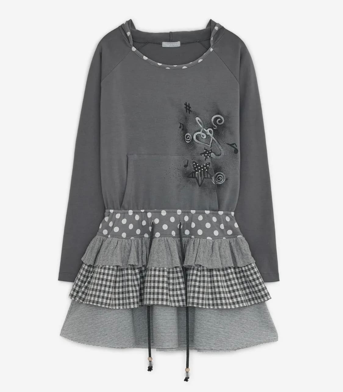 캉캉 레이어드 후드 드레스 (그레이) 상품이미지1