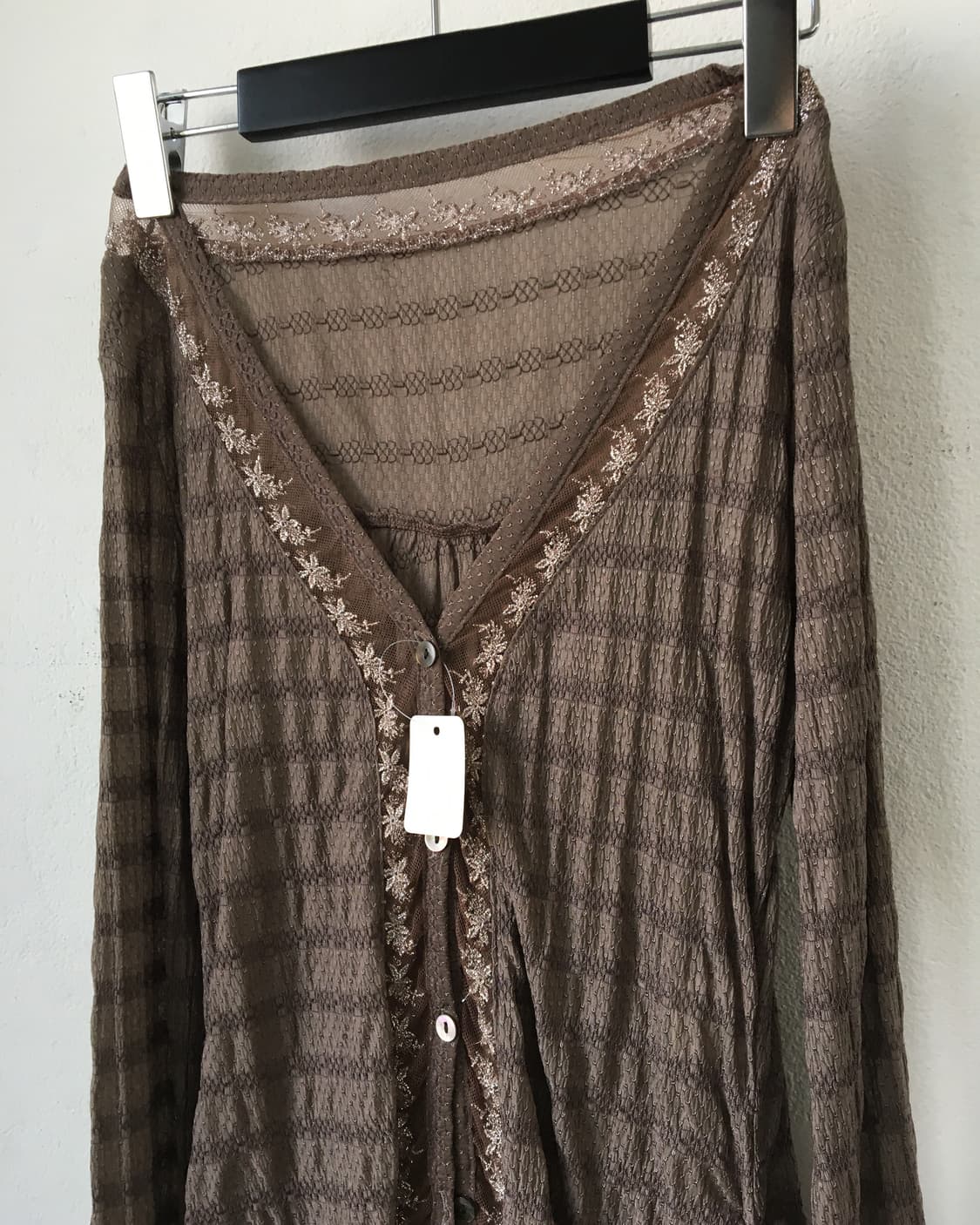 Lace trimming knit pattern cardigan 상품이미지5