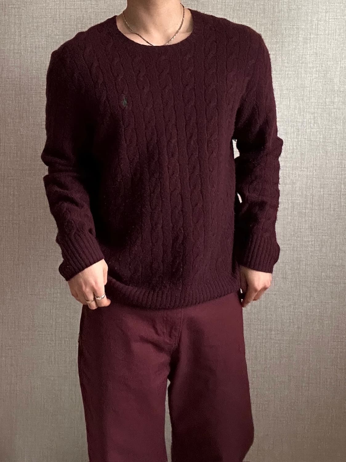 폴로 랄프로렌 꽈배기 버건디 울 니트 상품이미지1