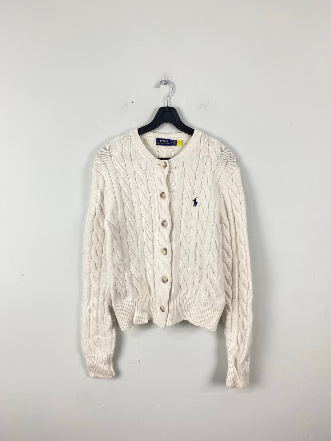 폴로 니트 가디건 꽈배기 화이트 L <524> 상품이미지1