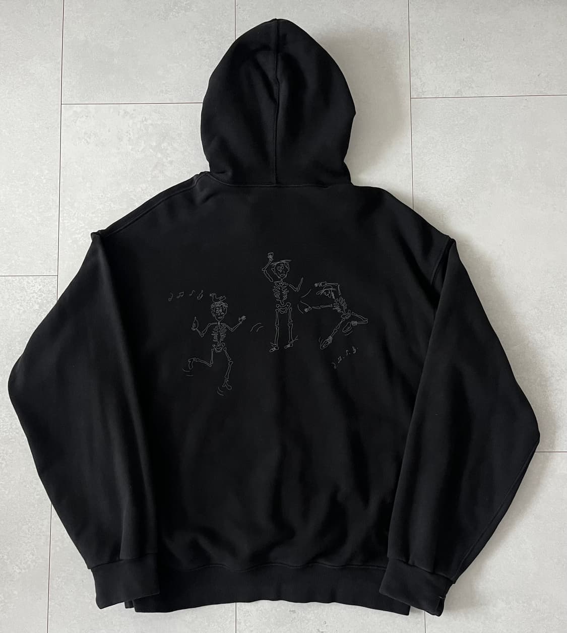 [2] 폴리테루 루즈드 스웻 후디 후드티 블리치드 블랙 상품이미지1