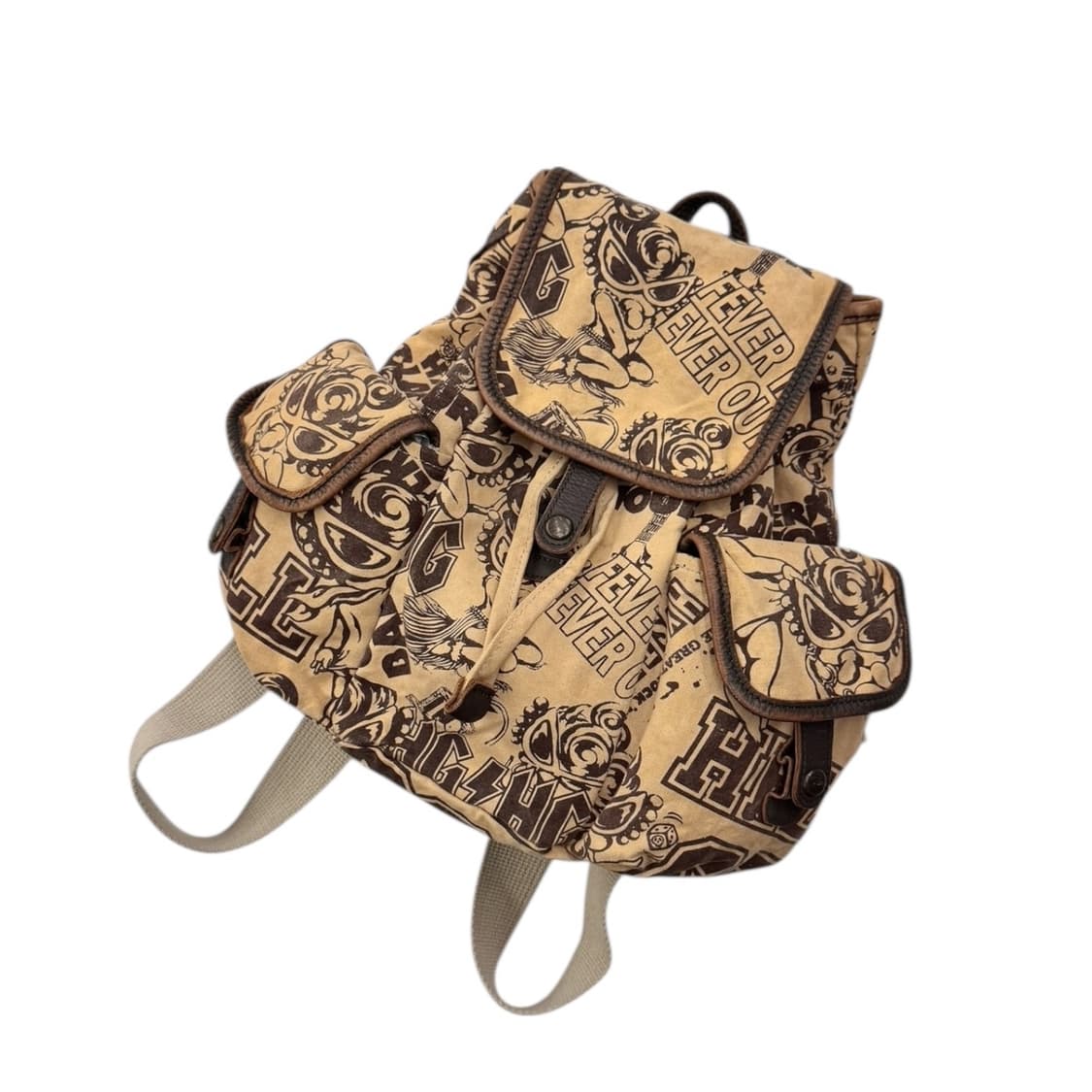 히스테릭글래머 캔버스 레더 미니 럭색 백팩 베이지 상품이미지1