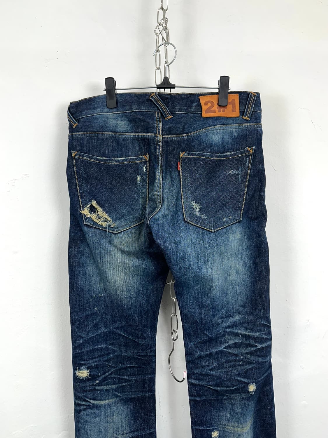Distressed Knee Washed Straight Denim Pa 상품이미지9
