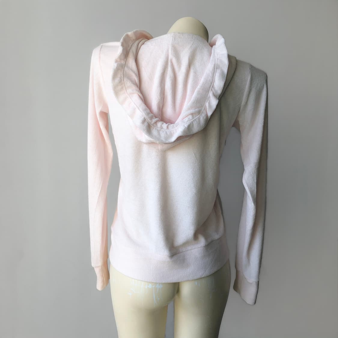 페일 핑크 러플 테리 후드 집업 상품이미지2