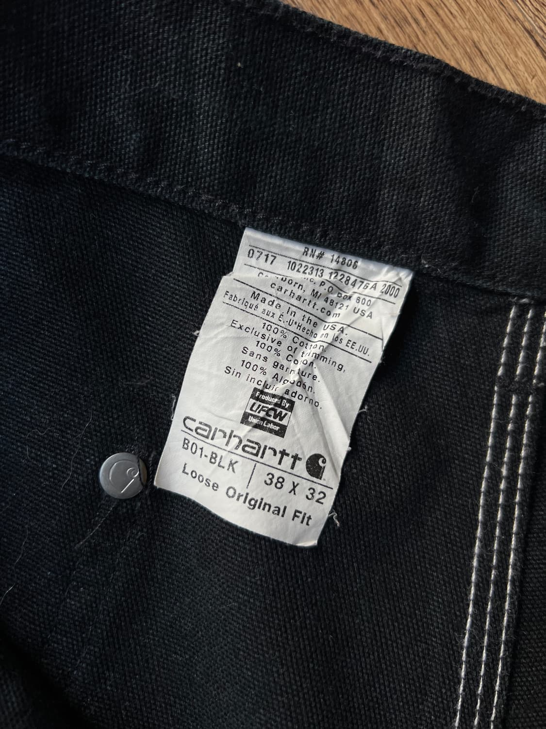 [38]칼하트 Made in USA 블랙 더블니 워크팬츠 상품이미지4