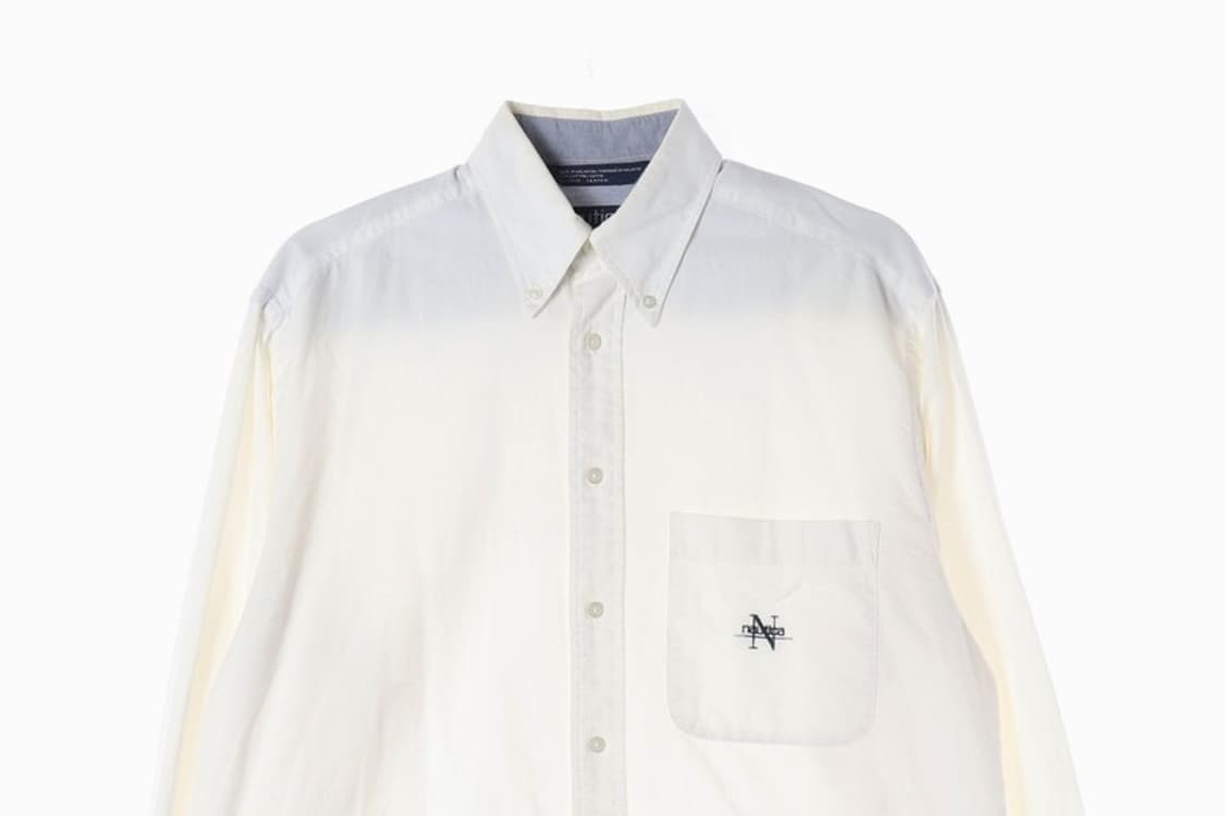 노티카 빈티지 옥스퍼드 버튼다운 화이트 셔츠 M 상품이미지3