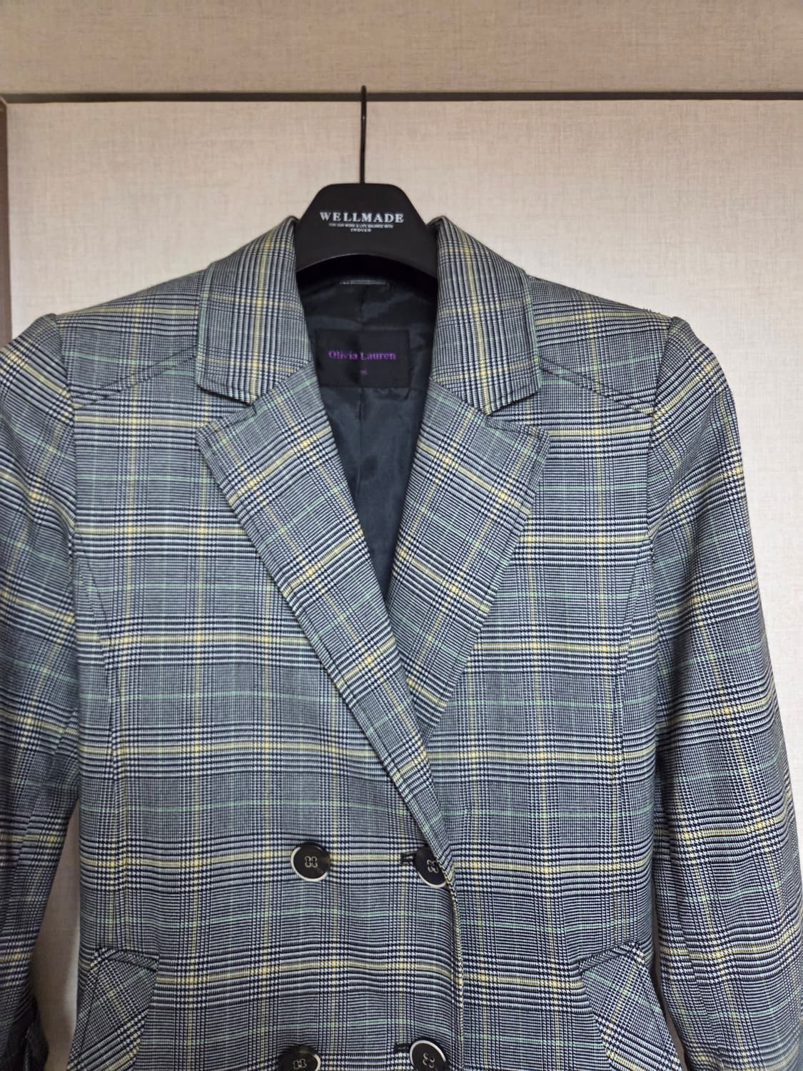 올리비아로렌 체크 더블 춘추동 코트 95 상품이미지2