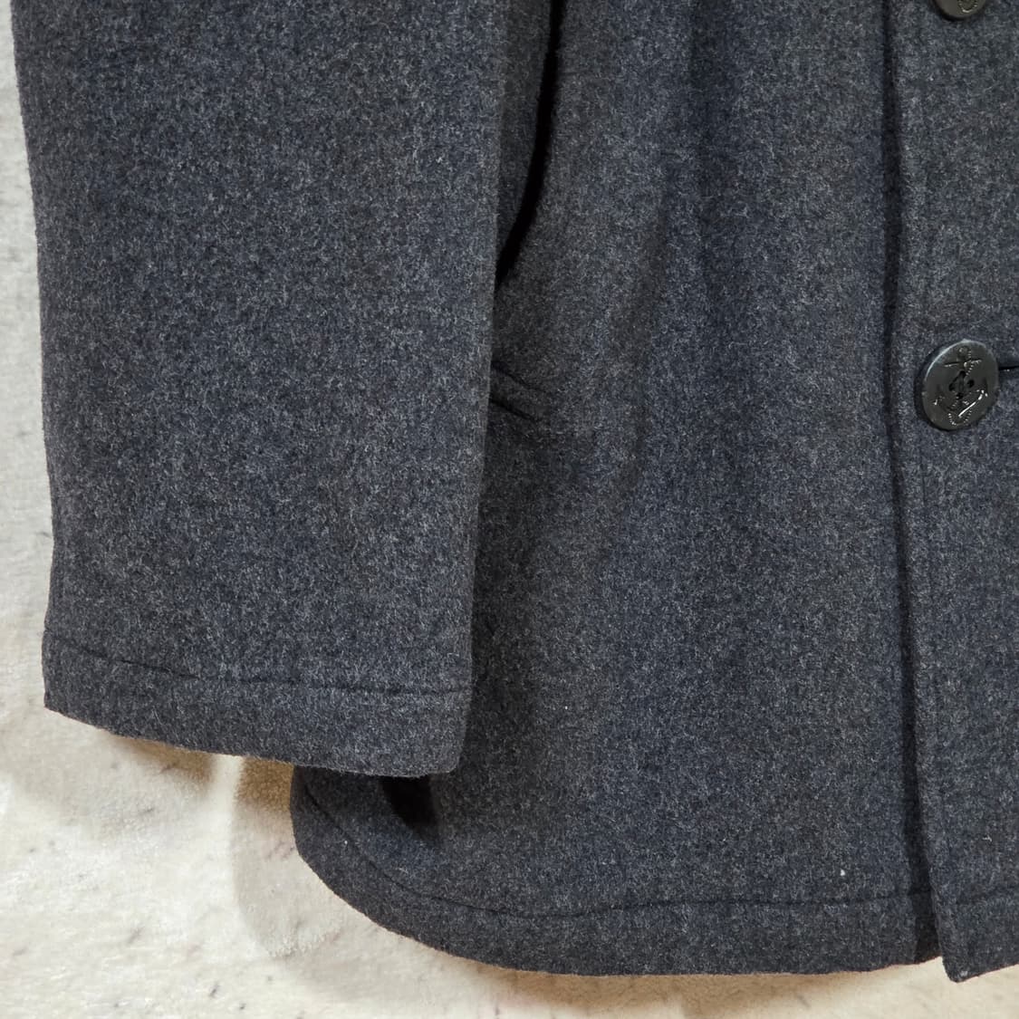 일본 빈티지 더블 버튼 차콜 누빔 미디 코트 상품이미지4