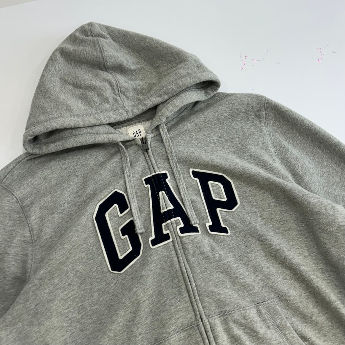 Gap 갭 네이비 로고 그레이 후드집업 상품이미지4