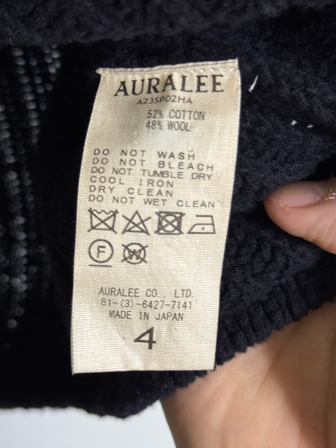 <4> 오라리 블랙 코튼 울 반팔 카라 니트 상품이미지3