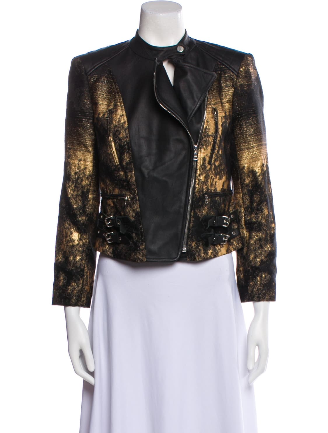 뉴욕 디자이너 브랜드 이갈 아즈로엘 블랙/골드 바이커 자켓 4사이즈 상품이미지1