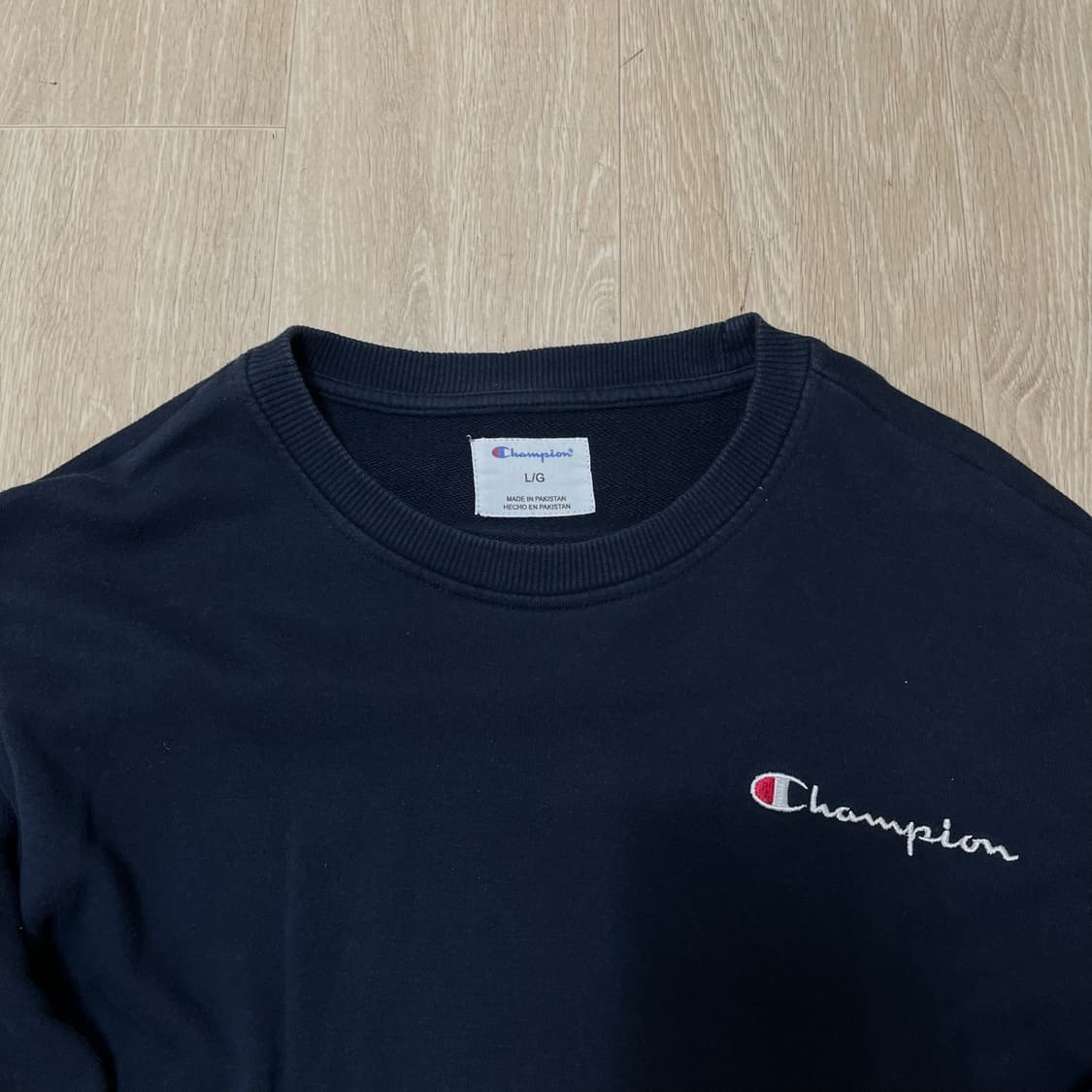 챔피온 스펠로고 자수 맨투맨 크루넥 티셔츠 [네이비] L/100 상품이미지2