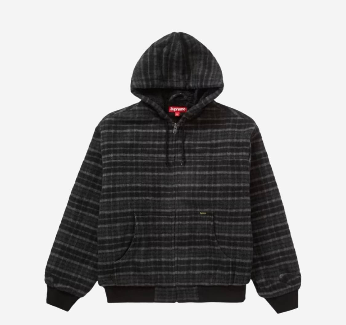 L) 슈프림 플레이드 울 후드 워크자켓 블랙  상품이미지1