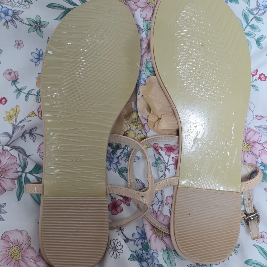 스위트홀릭 빈티지) 플로럴 히메갸루st 모리걸  꽃코사지 샌들 베이지 상품이미지3