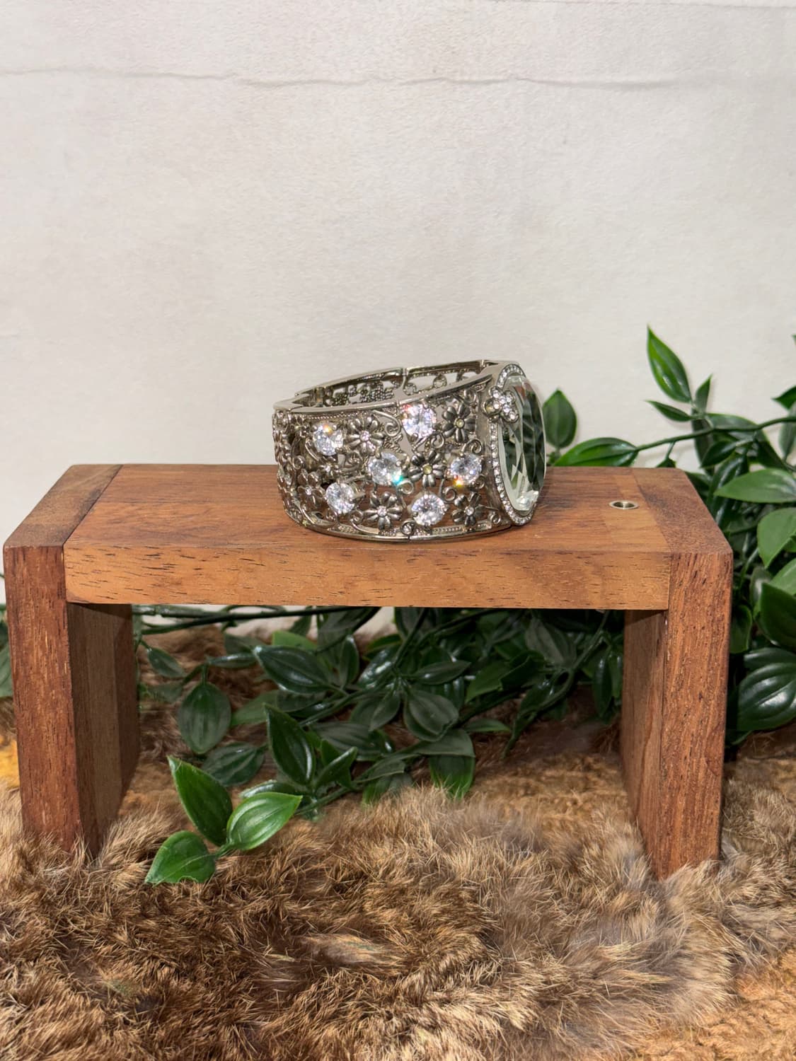 Silver gemstone flower cubic bangle 상품이미지6