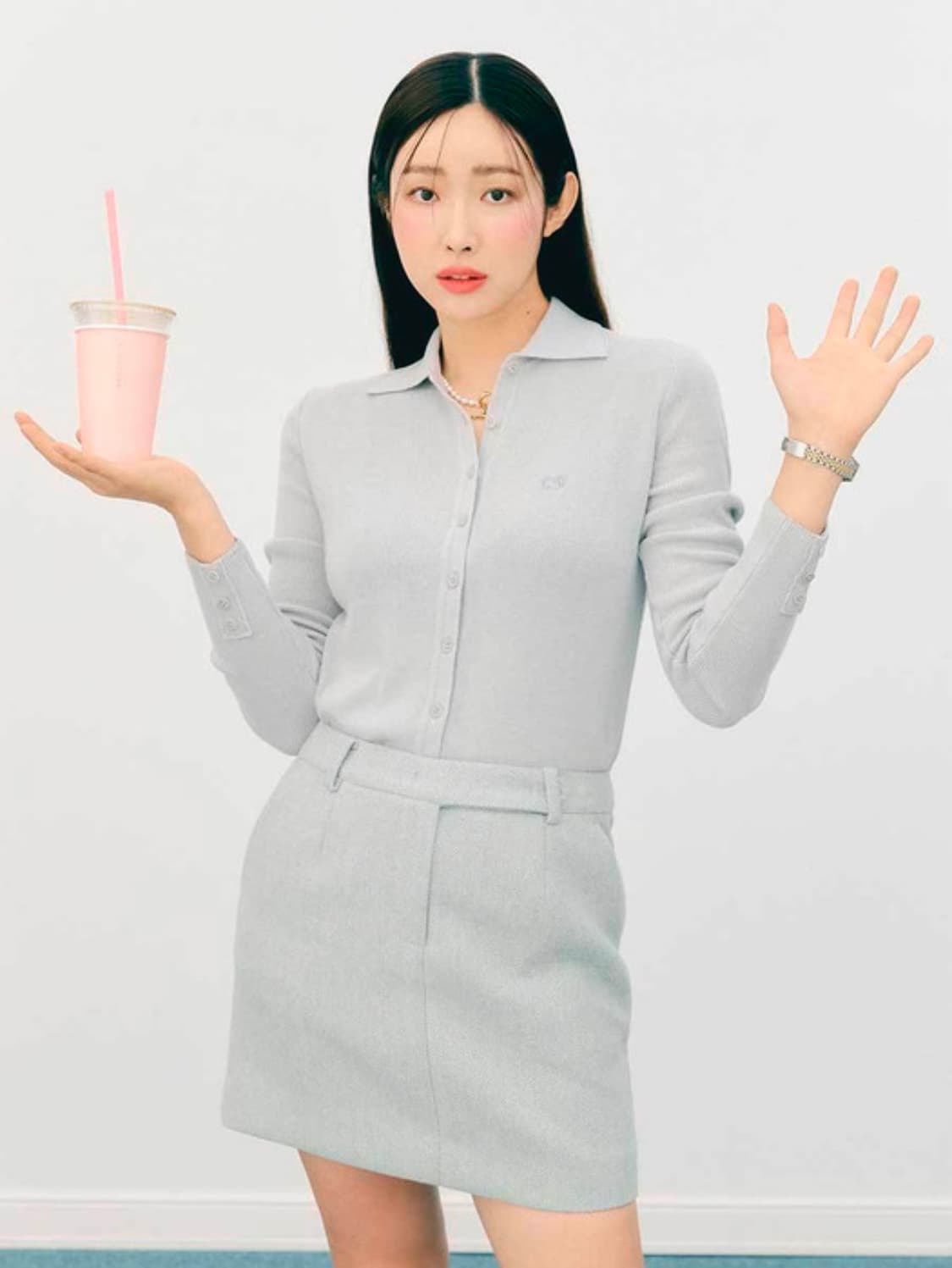 그로브 MILLS 니트 라이트 그레이, 아이보리 [차정원 착용] 상품이미지2