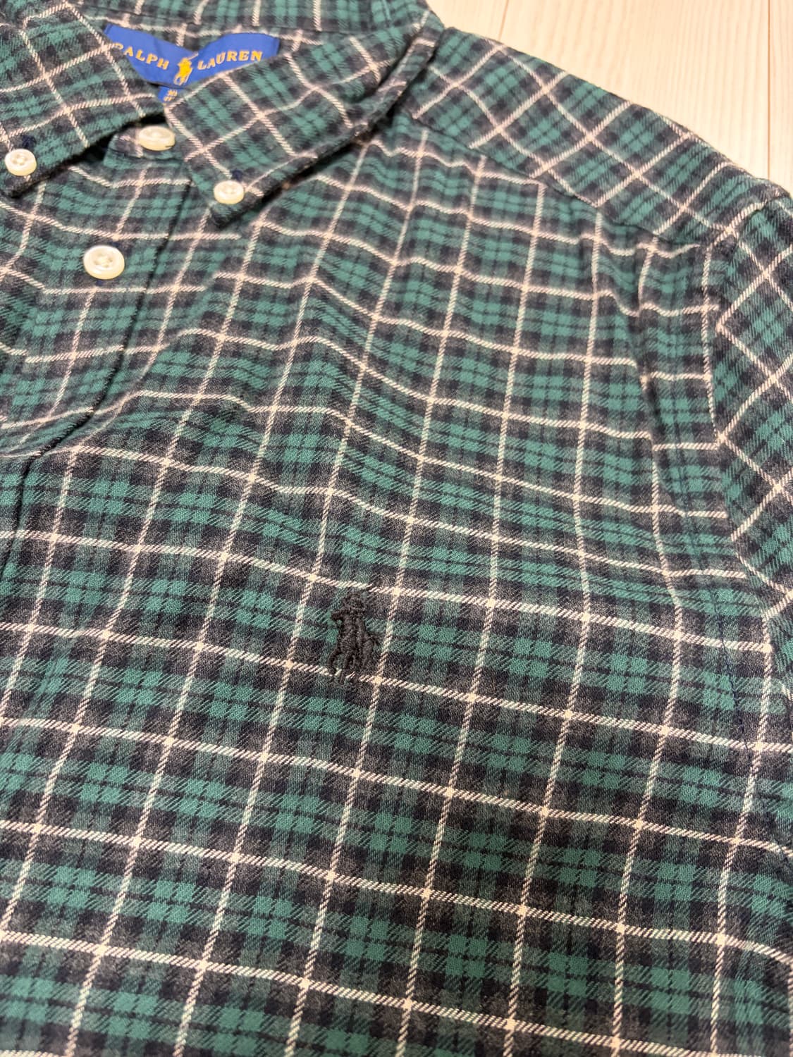 [XL] 폴로 보이즈 그린 플란넬 체크셔츠 상품이미지2