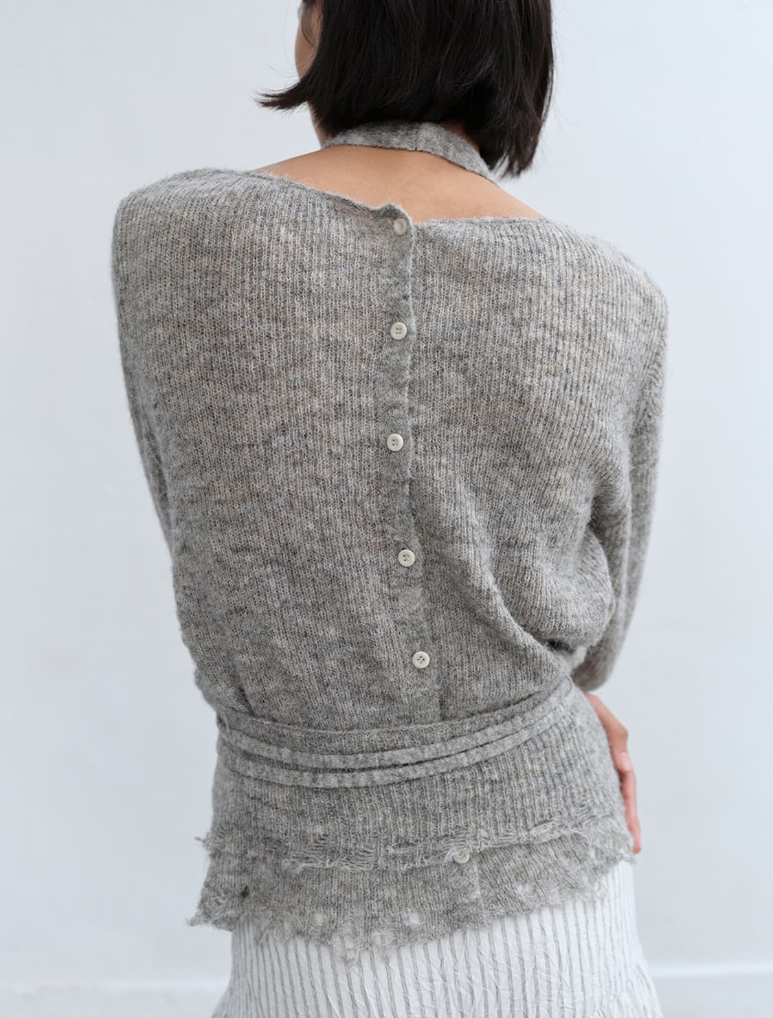 로우타이드 로우 엣지 가디건 홀터넥 세트 상품이미지2